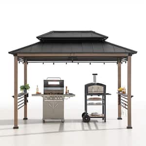 8 ft. x 12 ft. Hammered Brown Aspen Cedar Framed Grill Gazebo with exclusive AC Power Port