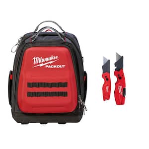 15 in. PACKOUT Backpack with FASTBACK 6-In-1 Folding Utility Knife and FASTBACK Compact Folding Utility Knife Set