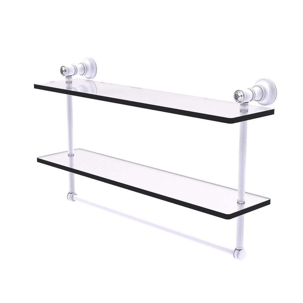 Carolina Crystal 22 in. Double Glass Shelf with Towel Bar in Matte White price history on PriceWatchPro