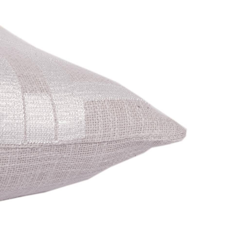 Ivory Cotton Blend Embroidered Square Throw Pillow 20" x 20"