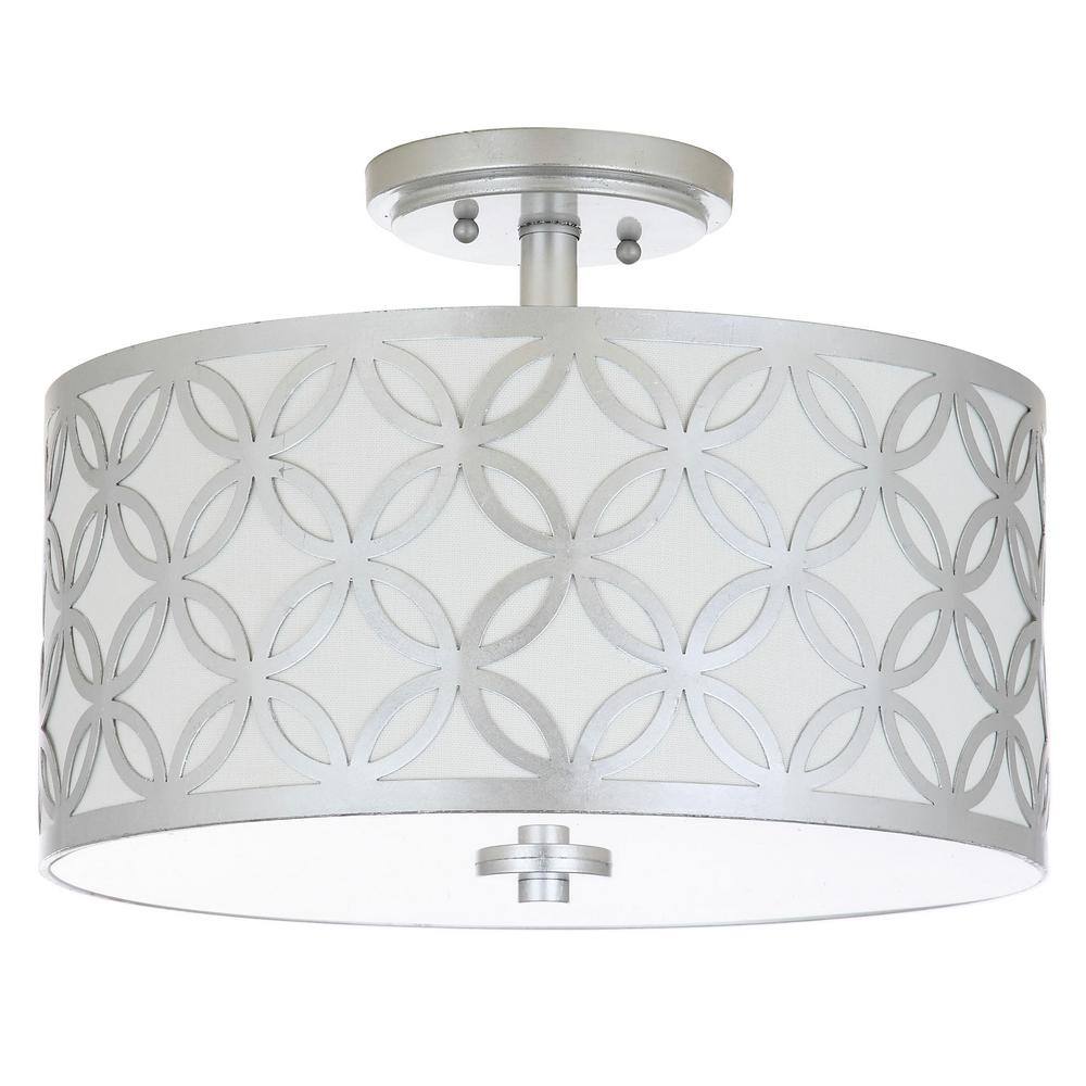 Cecily Silver Glass Drum Flush Mount Light
