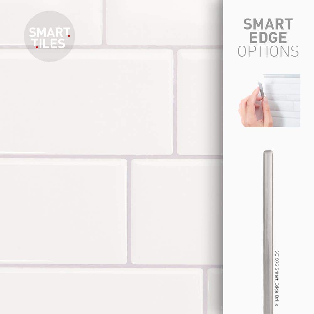 White and Gray Peel and Stick Gel Backsplash Tiles, 12'' x 8''
