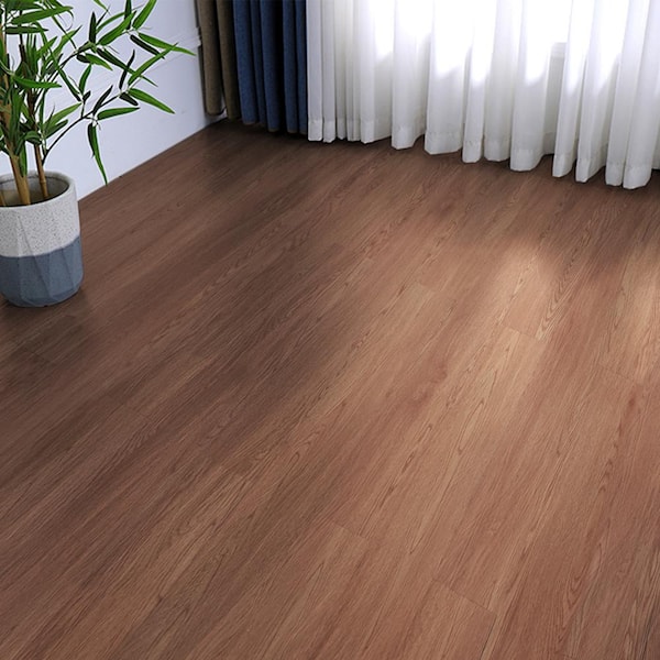 Peel & Stick Vinyl Flooring Tiles 12 MIL 54 Peel 36 x 6 in. Deep Brown Wood Effect DIY Easy Install Water Resistant