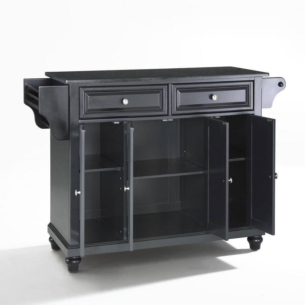 Cambridge Black Granite Top Kitchen Island in Cherry & Black