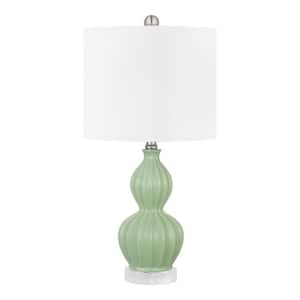 Monroe 21.5 in. Sage Green Ceramic Table Lamp with White Fabric Shade