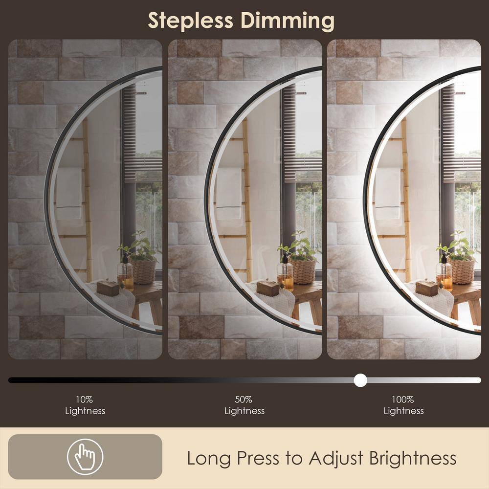 Round Silver and Gold LED Bathroom Vanity Mirror