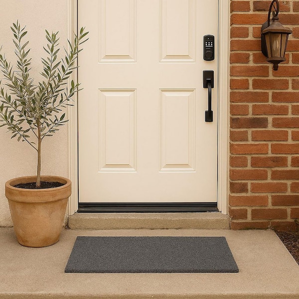 Evideco Sheltered Front Door Mat Coir Coco Fibers Rug 13 in. x 24 in. Grey