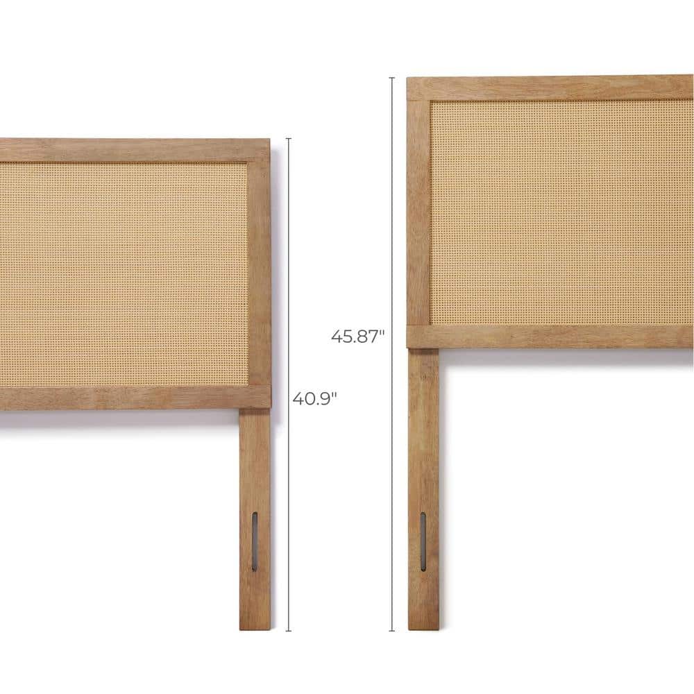 Natural Rubberwood and Rattan King Headboard