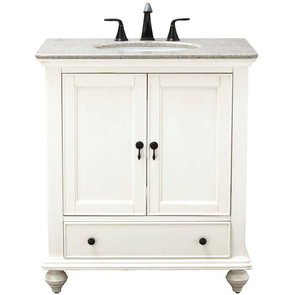 Home Decorators Collection Newport 31 In W X 2150 In D Bath Vanity In Ivory With Granite Vanity Top In Champagne With White Sink 9085 Vs31l Dw The Home Depot