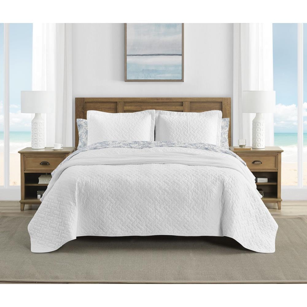 Tommy Bahama Solid 3-Piece White Cotton King Quilt Set 208234 - The Home  Depot