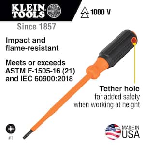Insulated Screwdriver, 3/16 in. Cabinet Tip, 6 in. Round Shank