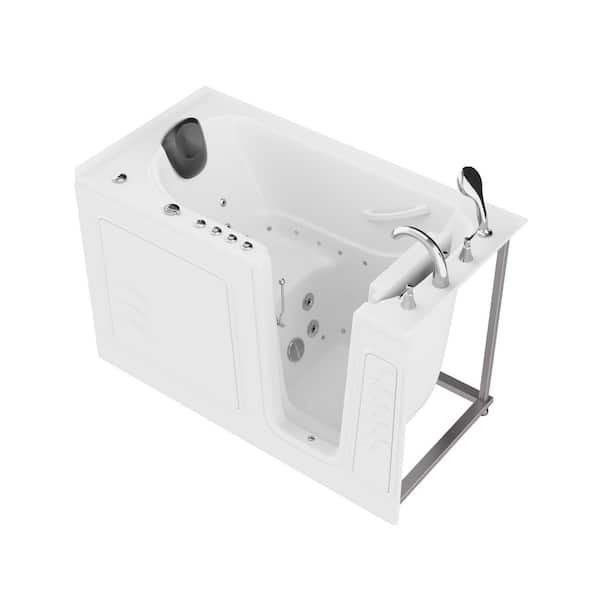 WTHDX Series 30 in. x 59 in. Right Drain Combination Jetted Walk-in Bathtub in White with Powered Fast Drain