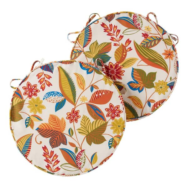 Greendale Home Fashions 18 in. x 18 in. Esprit Floral Round Outdoor Seat Cushion 2 Pack OP1150S2 ESPRIT The Home Depot