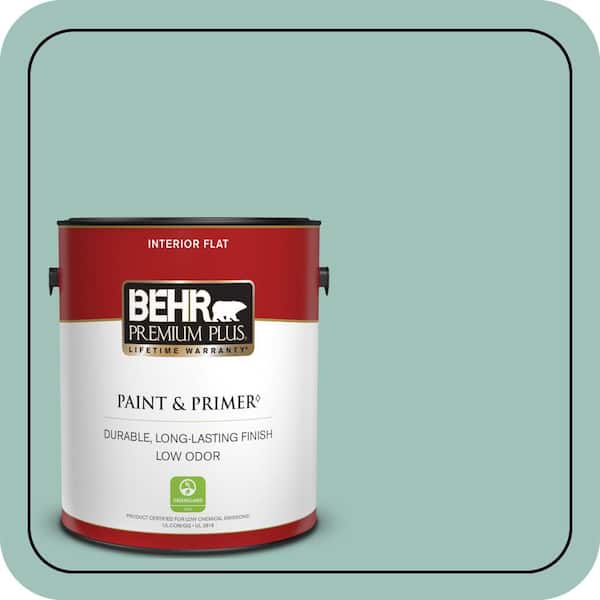 BEHR PREMIUM PLUS 1 gal. #MQ6-36 Cascade Green Flat Low Odor Interior Paint & Primer