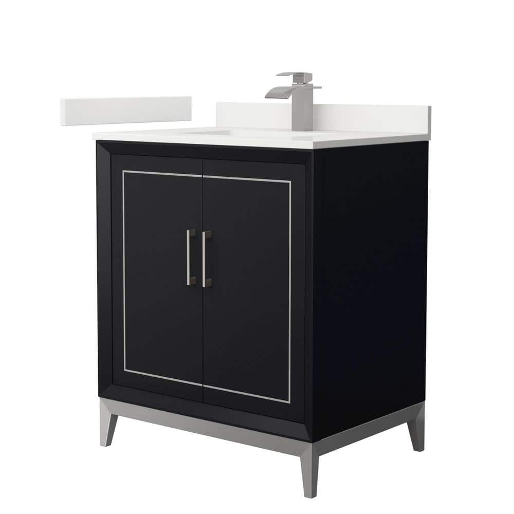 Marlena 30 in. W x 22 in. D x 35.25 in. H Single Bath Vanity in Black with White Quartz Top price history on PriceWatchPro