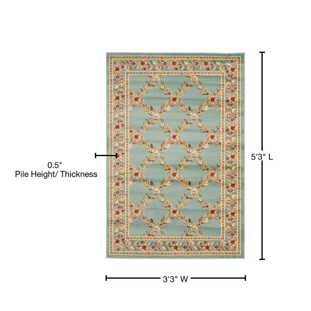 Traditional Persian Blue Floral & Vine Rectangular Area Rug