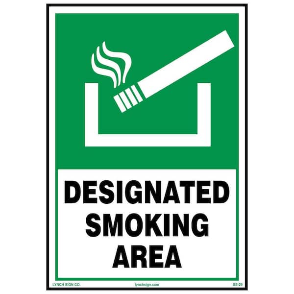 7 in. x 10 in. Designated Smoke Area Sign Printed on More Durable Longer-Lasting Thicker Styrene Plastic.