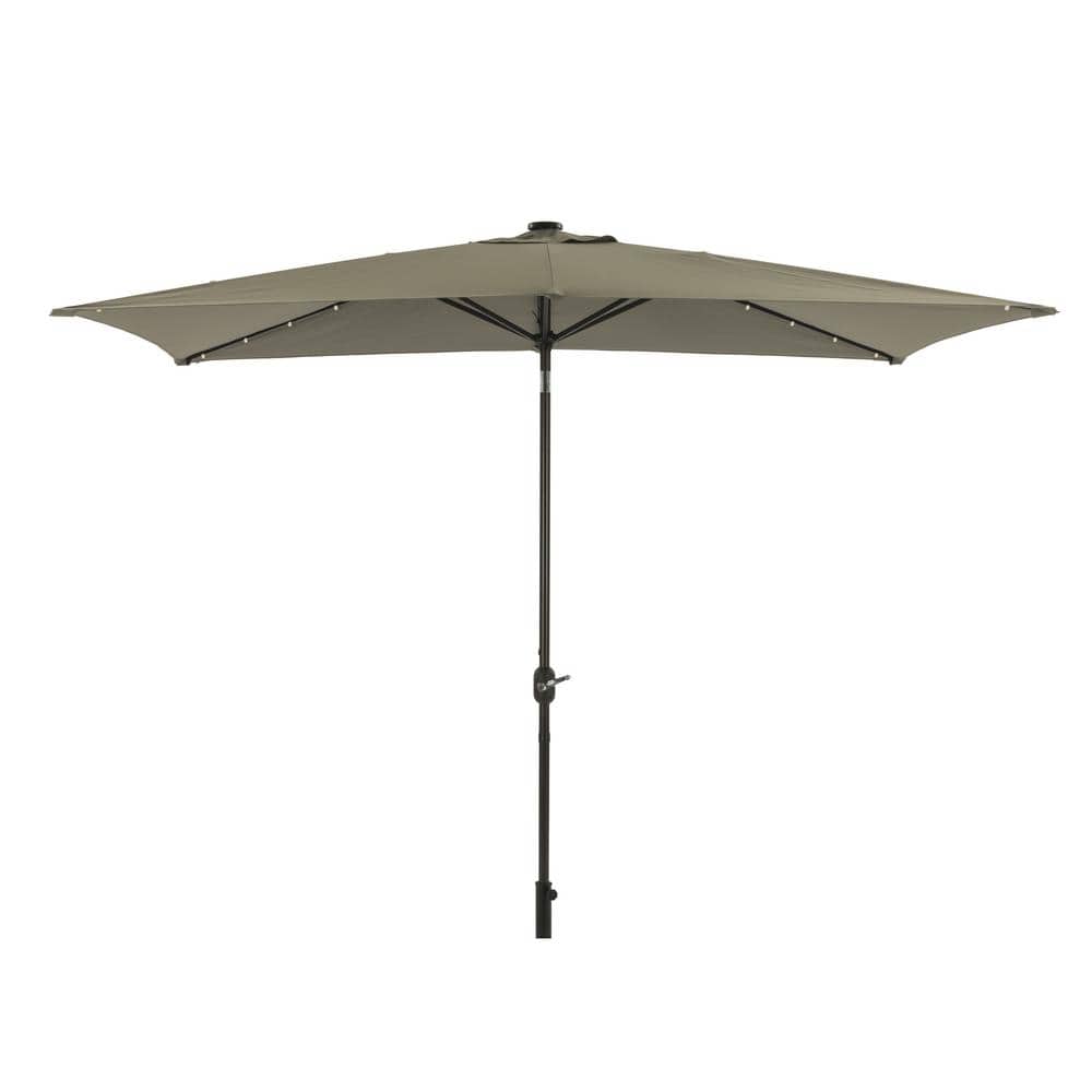 10 ft. x 6.5 ft. Grey Outdoor Aluminum Patio Umbrella Market Umbrella with 