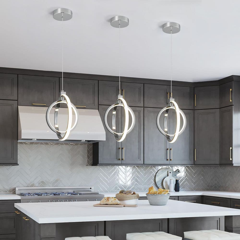 Home Lighting Chrome Round 3-Pack Modern LED Pendant Lights for Dining Room price history on PriceWatchPro