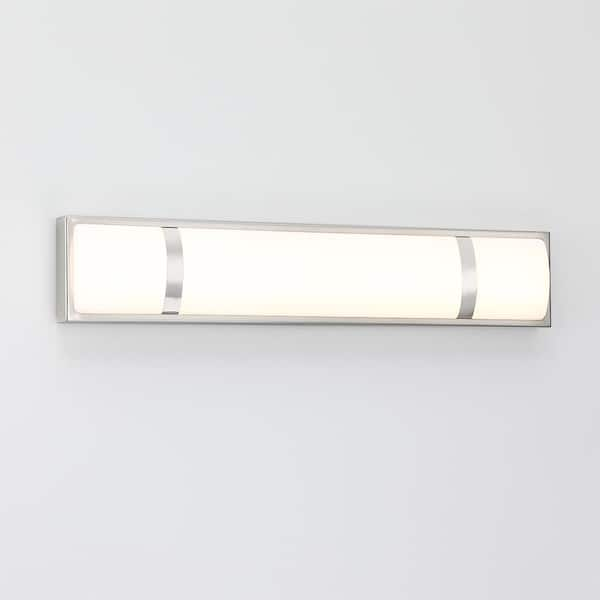 TRUE FINE 24 in. 3-Light Brushed Nickel Modern/Contemporary LED Bathroom  Vanity Light Bar TD120002W-LED - The Home Depot