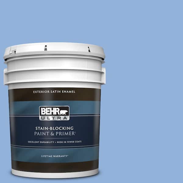 BEHR ULTRA 5 gal. #580B-5 Cornflower Blue Satin Enamel Exterior Paint & Primer