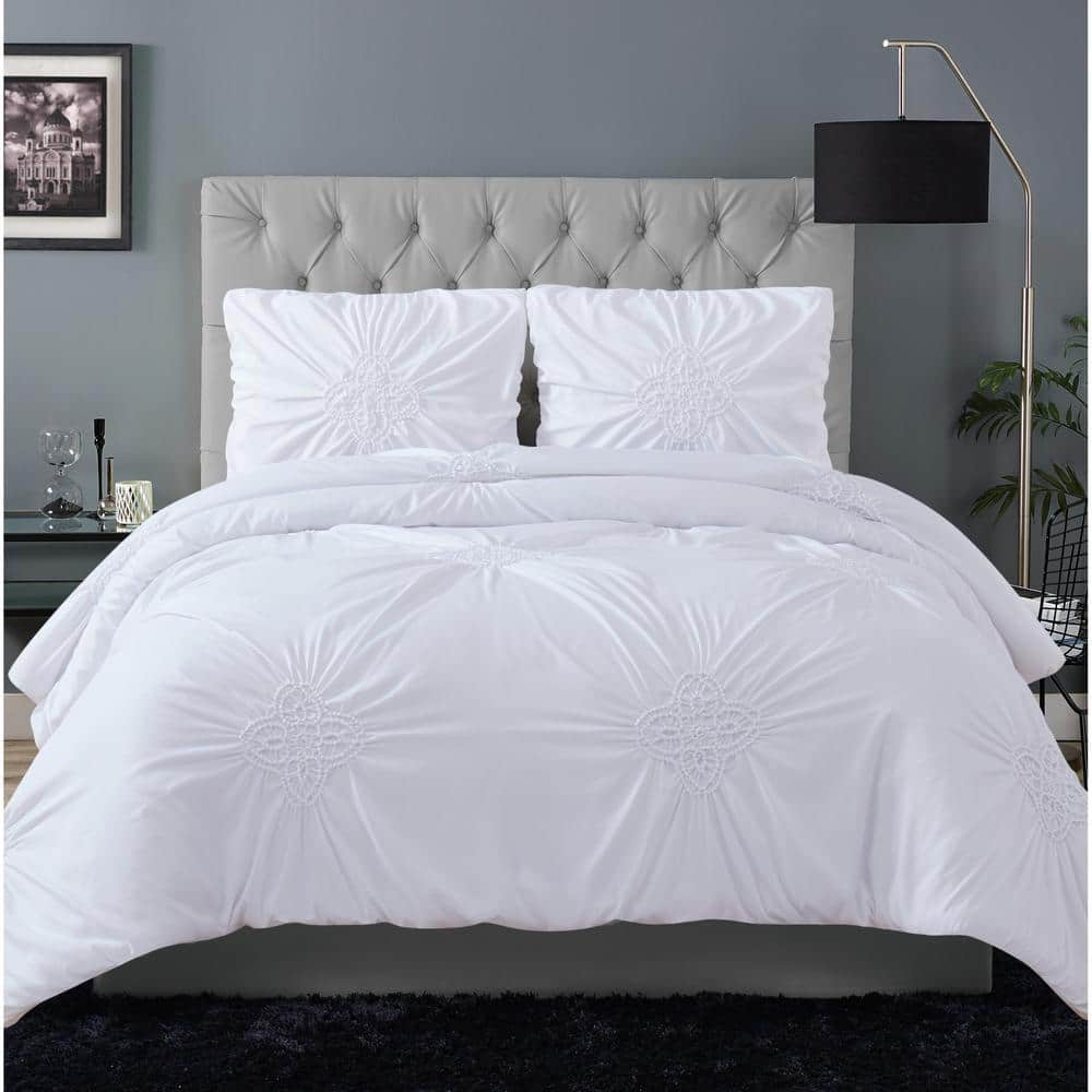 Light Pink King Ruffled Microfiber Duvet Cover Set