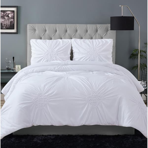 Christian Siriano Georgia Rouched 2-Piece White Twin XL Comforter Set