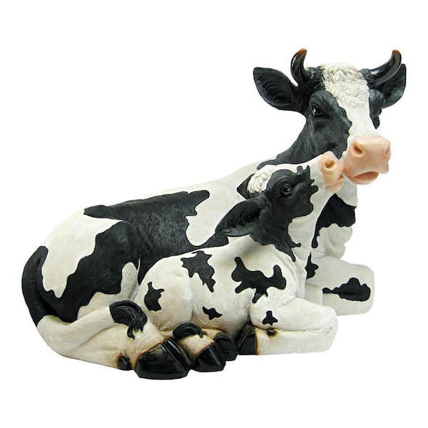 Design Toscano 12 in. H Mother Cow and Calf Garden Statue