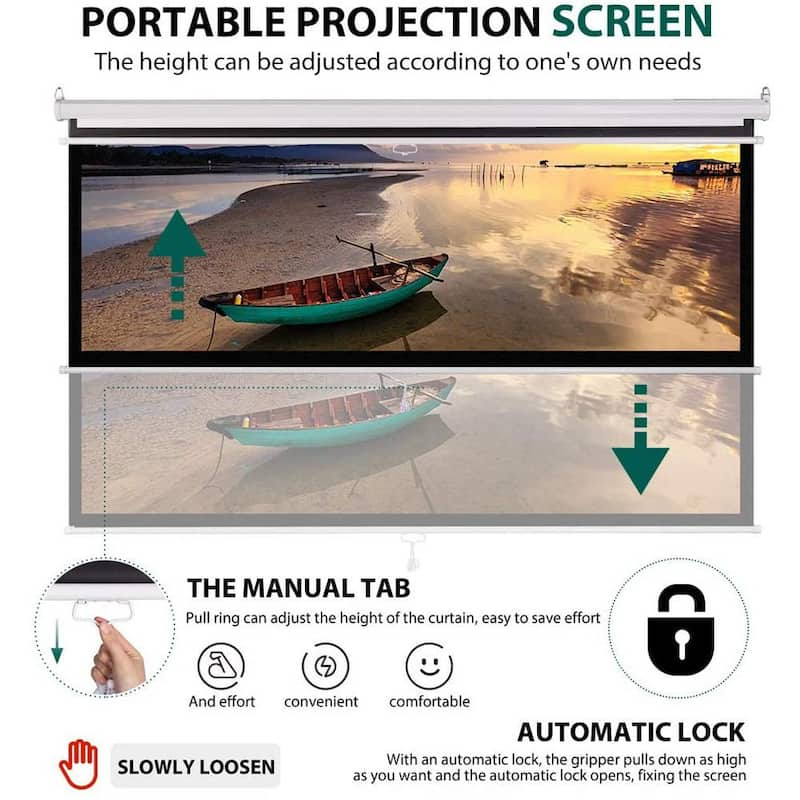 100 in. Manual Pull Down Projector Screen