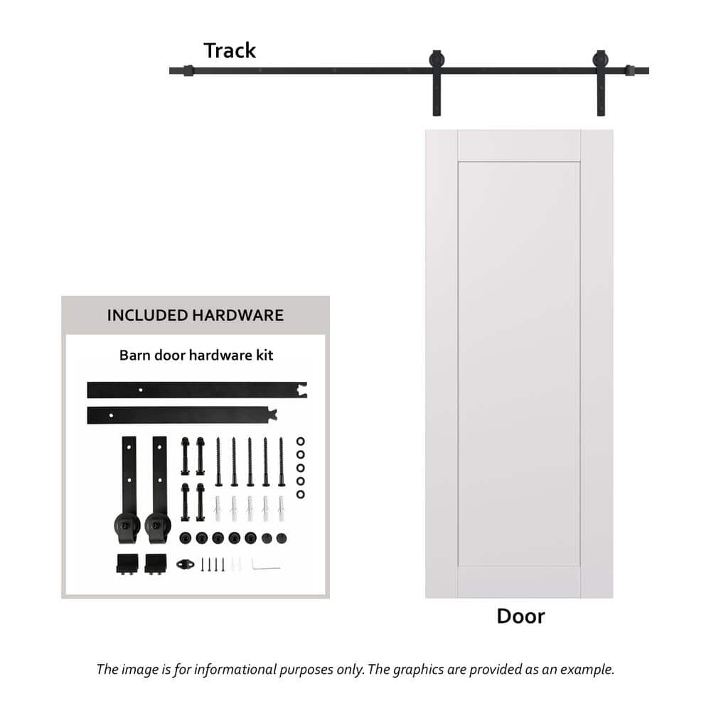 Bianco Noble White and Frosted Glass Barn Door Kit