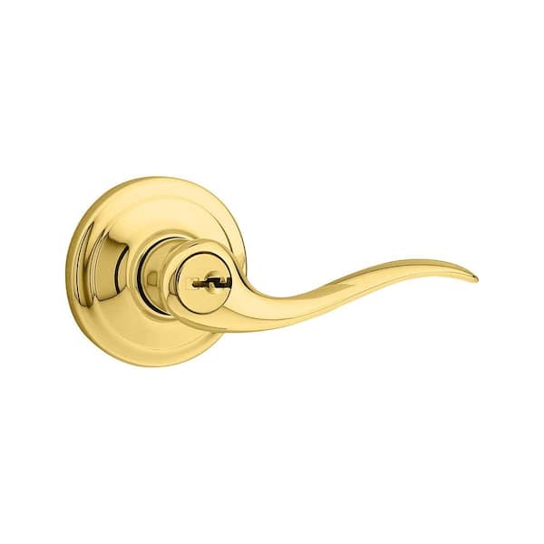 Kwikset Tustin Lifetime Polished Brass Entry Door Lever Featuring