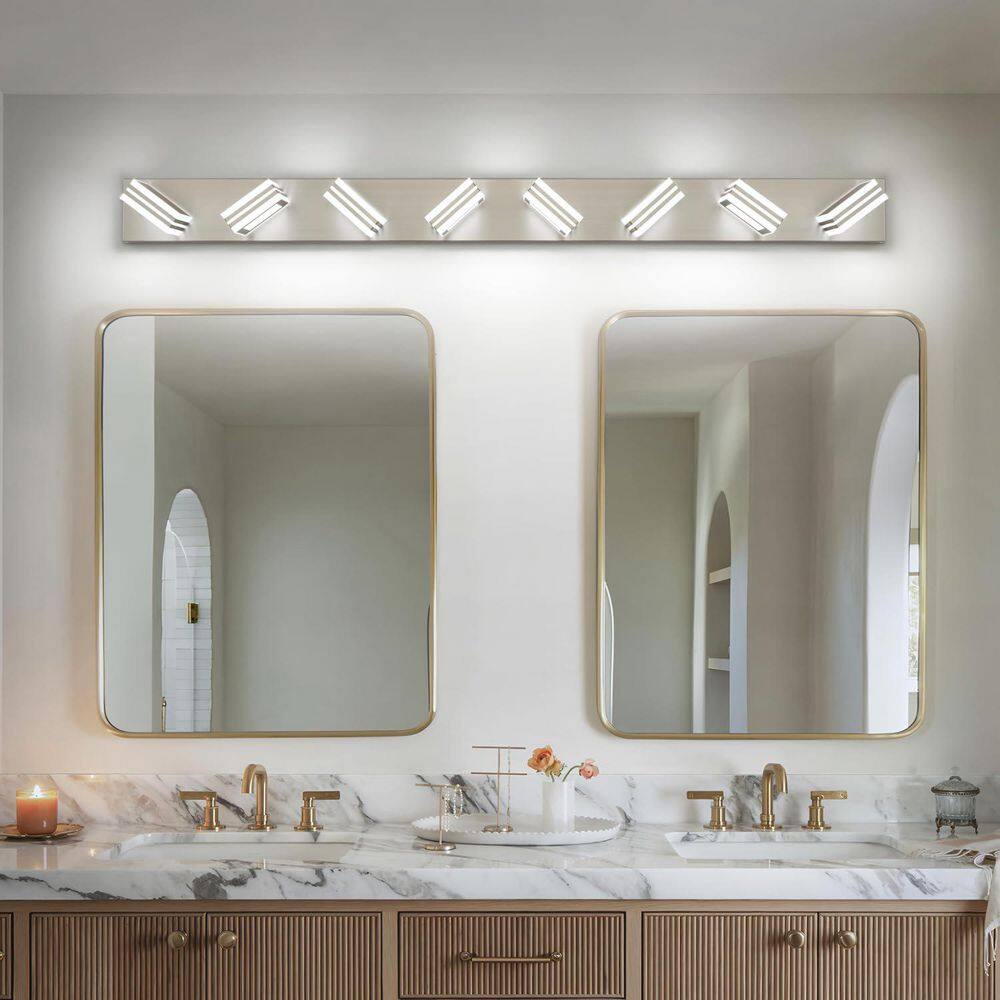 52.17 in 8-Light Brushed Nickel Modern Bathroom Vanity Light with 5500K price history on PriceWatchPro
