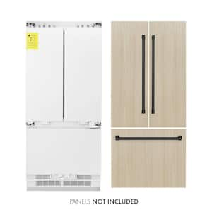 Autograph Edition 36 in. 3-Door Panel Ready French Door Refrigerator w/ Ice and Water Dispenser and Matte Black Handle