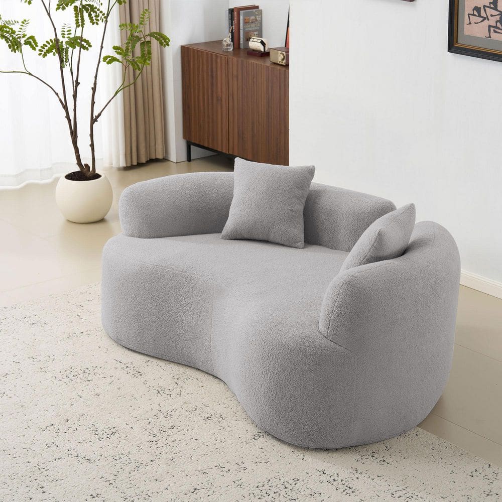 66.93 in. Armless Teddy Velvet Curved Full Compression Sponge Loveseat Sofa in Gray price history on PriceWatchPro
