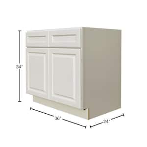LaPort Assembled 36x34.5x24 in. Base Cabinet with 2 Doors and 2 Drawers in Classic White