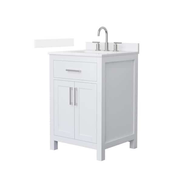Beckett 24 in. Single Freestanding White Bath Vanity with White Quartz Top (Assembled)