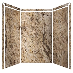Elegance 36 in. x 48 in. x 80 in. 9-Piece Easy Up Adhesive Alcove Shower Wall Surround in Golden Beaches