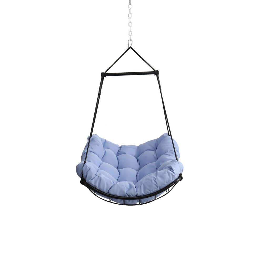 3.1 ft. Hanging Hammock Chair Swing with Blue Cushion