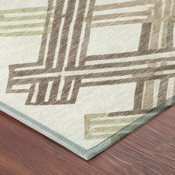 Chantille Machine Washable Indoor/Outdoor Abstract ACN2452 Ivory 8 ft. x 8 ft. Round Rug