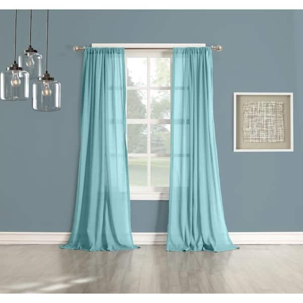 LICHTENBERG Sheer No. 918 Millennial Henderson Aqua Cotton Gauze Curtain Panel