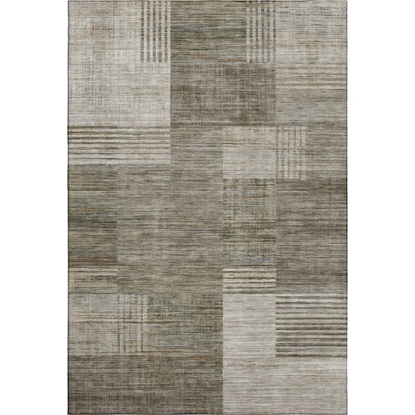 Mayfield Premium Machine Washable Abstract AMF2149 Pewter 5 ft. x 7 ft. 6 in. Area Rug