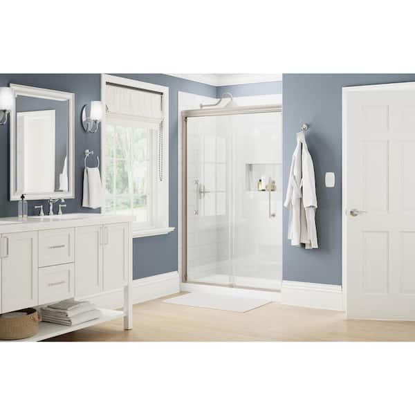 Delta Ashmore 44 to 48 in. W x 74-3/8 in. H Semi-Frameless Sliding Shower Door in Nickel with 5/16 in. Clear Glass