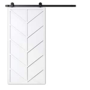 40 in. x 83 in. AUSTIN Solid Core White Wood Modern Door with Sliding Barn Door with Hardware Kit