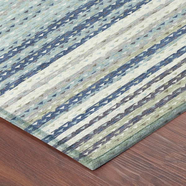 Chantille Machine Washable Indoor/Outdoor Abstract ACN2823 Spa 2 ft. x 7 ft. Runner Rug