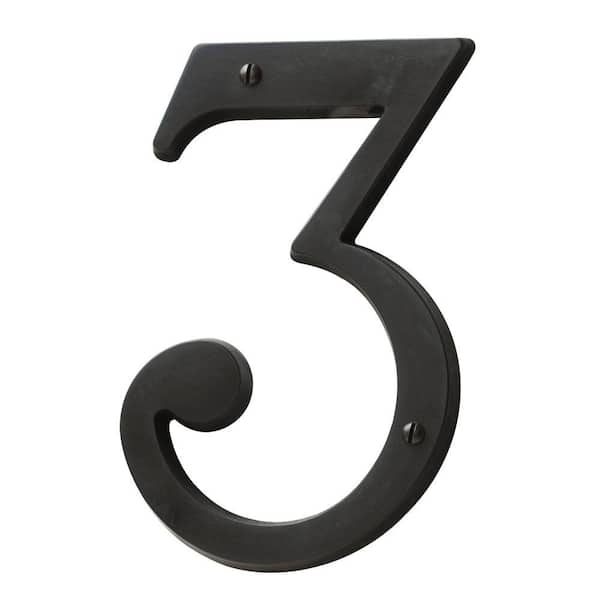 Baldwin 5 in. Oil-Rubbed Bronze House Number 3 90673.102.CD - The Home ...