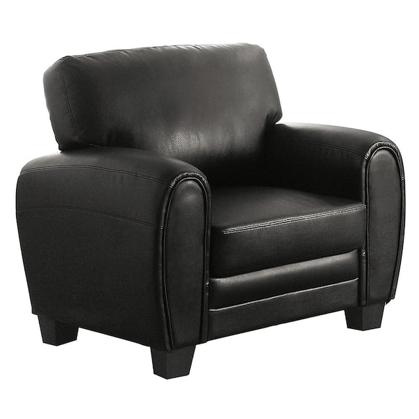 Lazzara Viggo Black Faux Leather Arm Chair