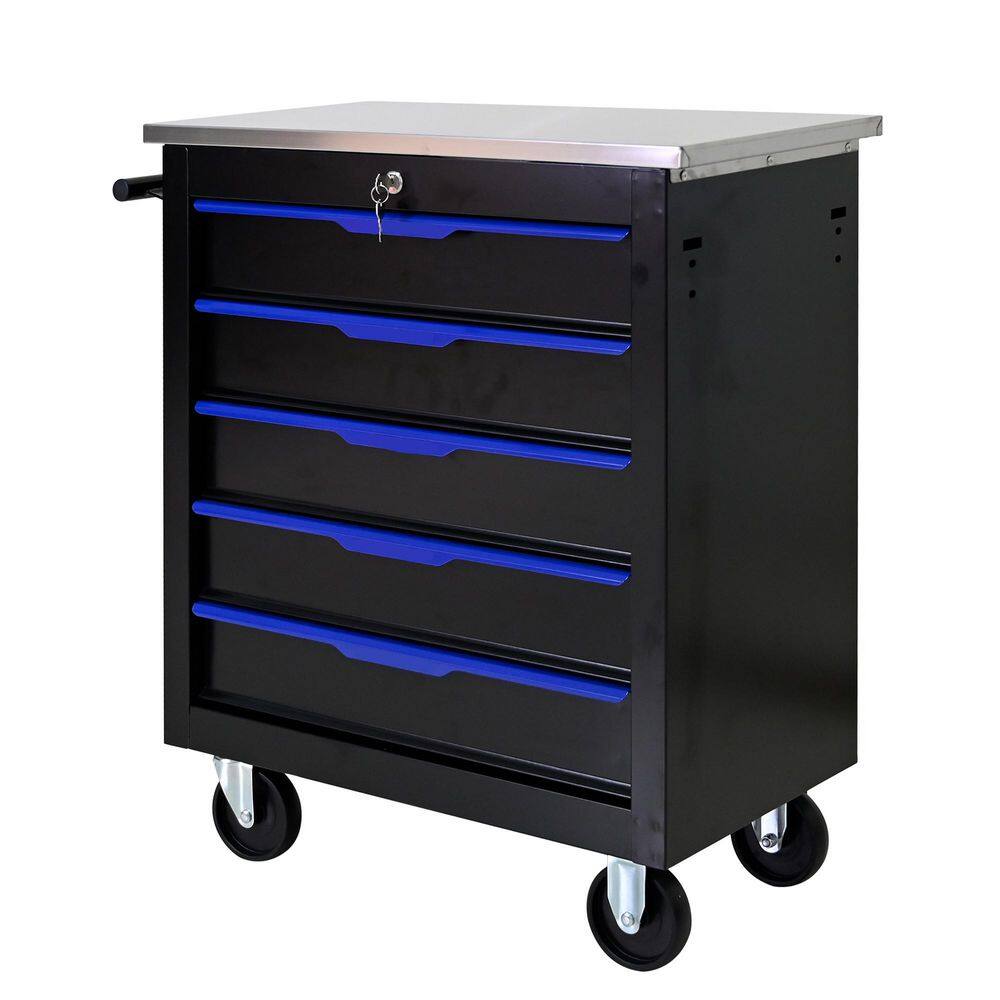 13.58 in. 5 Drawers Multifunctional Tool Cart Chests with Wheels-Black Plus Blue price history on PriceWatchPro