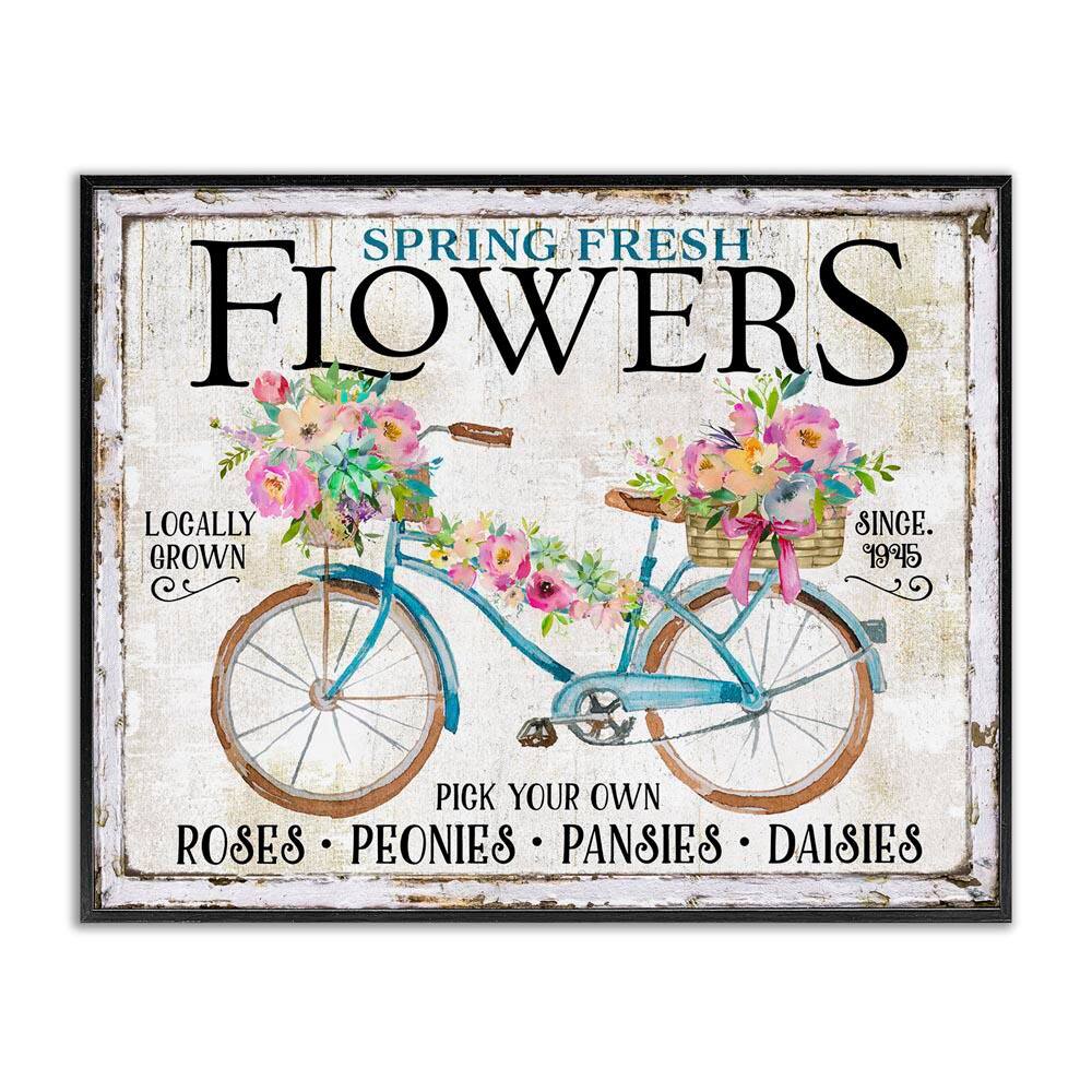 Spring Fresh flowers and Bike by Creatif Belle Black Framed Nature Giclee Art Print 16 in. x 20 in. price history on PriceWatchPro