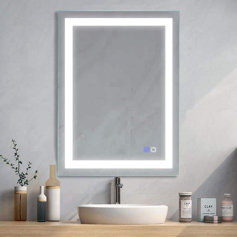 Aolaith Wall Mounted Rectangular Frameless Anti Fog LED Light Bathroom Mirror,Dimmable Vanity Mirror Wrought Studio Size: 36 H x 28 W