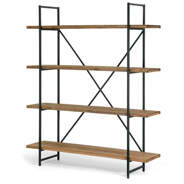 Glamour Home 75 in. Brown/Black Metal 4-shelf Etagere Bookcase with Open Back